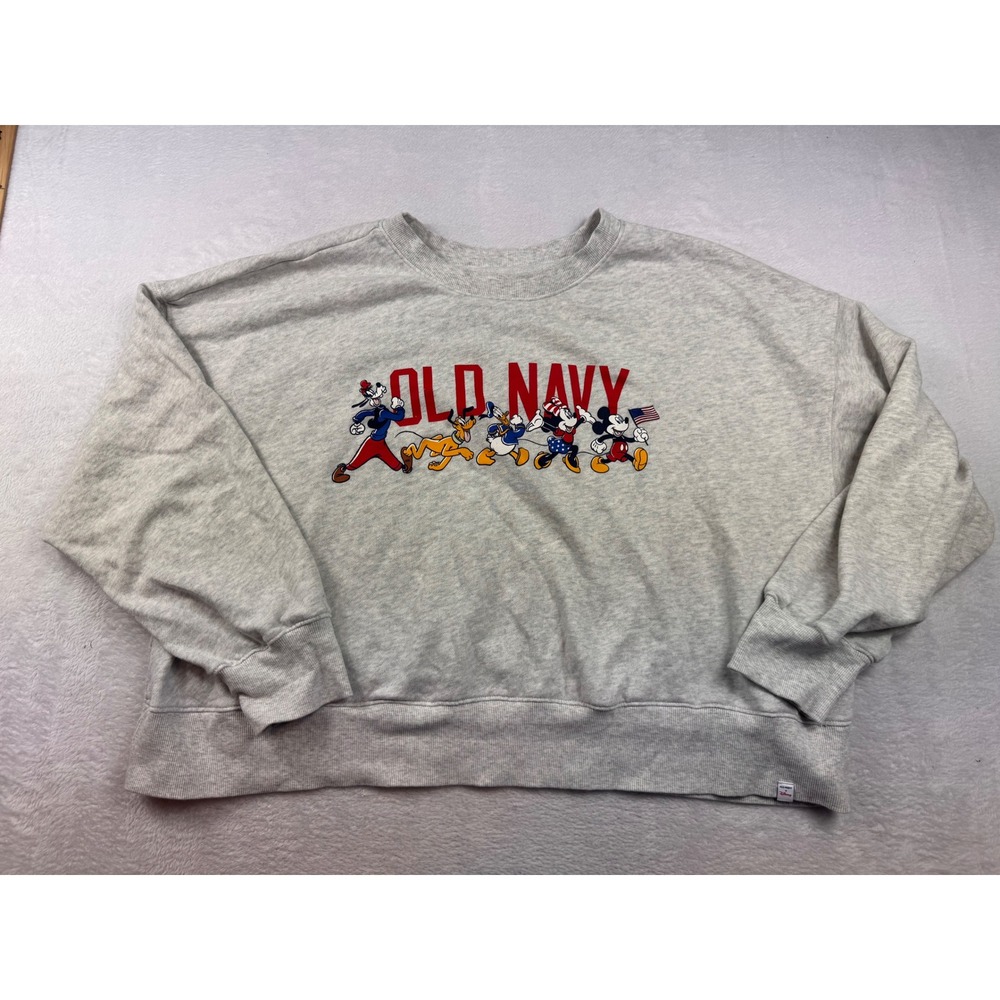 Old Navy Disney Mickey Mouse Friends Sweatshirt Gray 2X Plus Size Crewneck